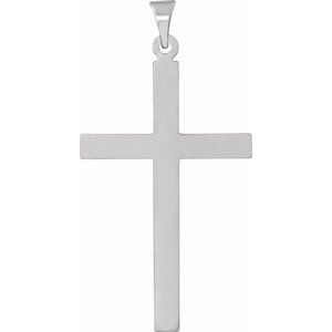 14K White 31.5x20 mm Cross Pendant-Polished