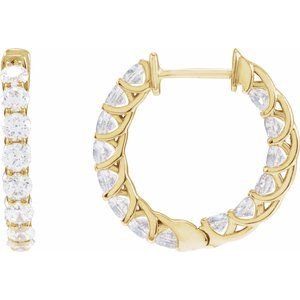 14K Yellow 2 1/5 CTW Lab-Grown Diamond Inside-Outside 19.7 mm Hoop Earrings-Round-19.7 Mm