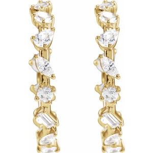 14K Yellow 2 CTW Lab-Grown Diamond 24.4 mm Hoop Earrings-24.4 Mm