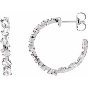 14K White 2 CTW Lab-Grown Diamond 24.4 mm Hoop Earrings-24.4 Mm