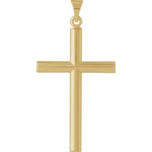 14K Yellow 31.5x20 mm Cross Pendant-Polished