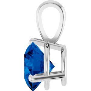 14K White Lab-Grown Blue Sapphire Pendant-Lab-Grown Blue Sapphire-6.5 Mm