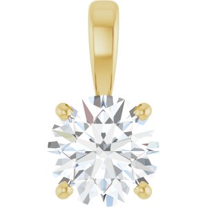 14K Yellow 1 CTW Lab-Grown Diamond Pendant-Lab-Grown Diamond-6.5Mm :: 1 Ct