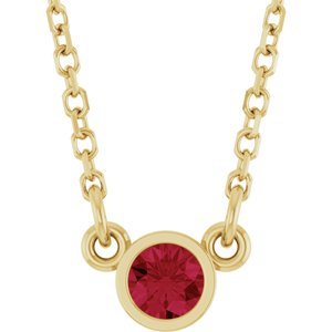 14K Yellow Natural Ruby Solitaire 16" Necklace-Natural Ruby-3 Mm