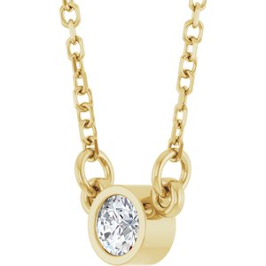 14K Yellow 1/10 CT Natural Diamond Solitaire 18" Necklace-Natural Diamond-3Mm :: 1/10 Ct