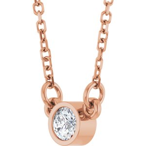 14K Rose 1/10 CT Natural Diamond Solitaire 18" Necklace-Natural Diamond-3Mm :: 1/10 Ct