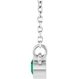 14K White Lab-Grown Emerald Solitaire 16" Necklace-Lab-Grown Emerald-3 Mm