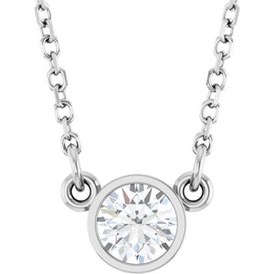 14K White 1/4 CT Lab-Grown Diamond Solitaire 18" Necklace-Lab-Grown Diamond-4.1Mm :: 1/4 Ct