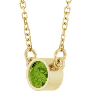14K Yellow Natural Peridot Solitaire 16" Necklace-Natural Peridot-4 Mm