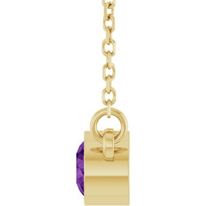 14K Yellow Natural Amethyst Solitaire 16" Necklace-Natural Amethyst-4 Mm