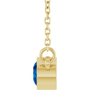 14K Yellow Lab-Grown Blue Sapphire Solitaire 16" Necklace-Lab-Grown Blue Sapphire-4 Mm