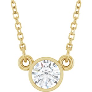 14K Yellow 1/3 CT Natural Diamond Solitaire 18" Necklace-Natural Diamond-4.5Mm :: 1/3 Ct