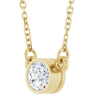 14K Yellow 1/3 CT Natural Diamond Solitaire 18" Necklace-Natural Diamond-4.5Mm :: 1/3 Ct