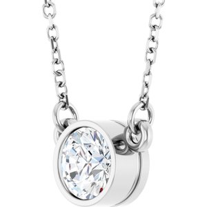 14K White 1/2 CT Lab-Grown Diamond Solitaire 18" Necklace-Lab-Grown Diamond-5.2Mm :: 1/2 Ct