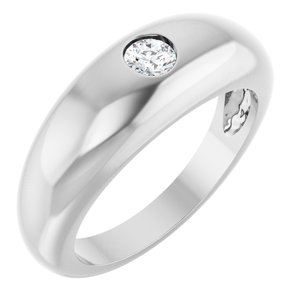 14K White 1/4 CT Lab-Grown Diamond Dome Ring-Round-4 Mm