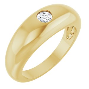 14K Yellow 1/4 CT Natural Diamond Dome Ring-Round-4 Mm