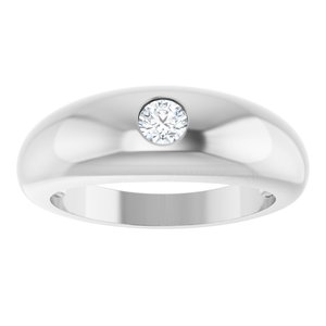 14K White 1/4 CT Lab-Grown Diamond Dome Ring-Round-4 Mm