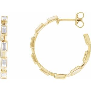 14K Yellow 1 1/4 CTW Lab-Grown Diamond 24.5 mm Hoop Earrings-Straight Baguette-24.5 Mm