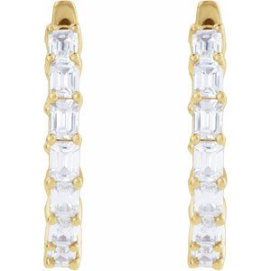 14K Yellow 3 CTW Lab-Grown Diamond Inside-Outside 21.2 mm Hoop Earrings-Emerald-21.2 Mm