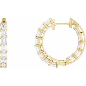 14K Yellow 3 CTW Lab-Grown Diamond Inside-Outside 21.2 mm Hoop Earrings-Emerald-21.2 Mm