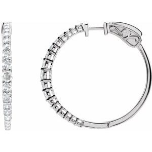 14K White 1 1/3 CTW Natural Diamond 30 mm Hoop Earrings-Round-30 Mm