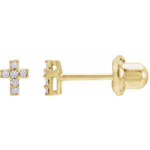 14K Yellow .02 CTW Natural Diamond Inverness® Cross Piercing Earrings-.8 Mm-14K Yellow