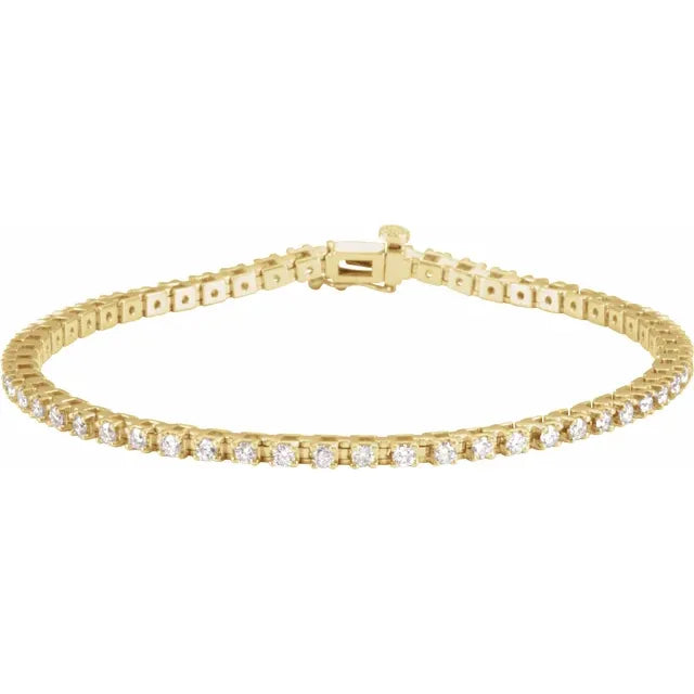 14K Rose 2 1/4 CTW Natural Diamond Line 7 1/4" Bracelet