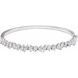14K White 4 1/5 CTW Lab-Grown Diamond Bangle 7" Bracelet-Lab-Grown Diamond-Lab-Grown Diamond
