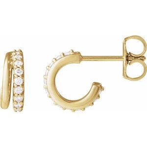 14K Yellow 1/6 CTW Lab-Grown Diamond Hoop Earrings-1.2 Mm-14K Yellow