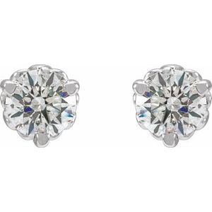14K White 1/3 CTW Lab-Grown Diamond Fleur-de-Lis Earrings-Pair-3.5Mm :: 1/3 Ctw