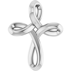 14K White Freeform Cross Pendant-Polished
