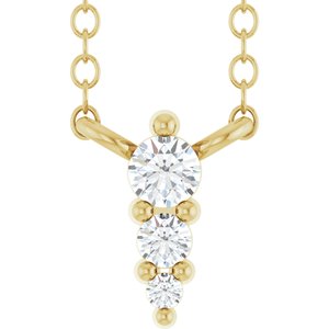 14K Yellow .05 CTW Lab-Grown Diamond Graduated 18" Necklace-Lab-Grown Diamond-Round