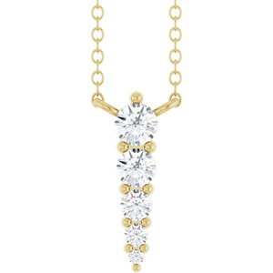 14K Yellow 1/5 CTW Lab-Grown Diamond Graduated 18" Necklace-Lab-Grown Diamond-Round