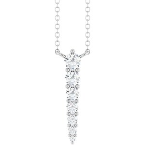 14K White 1/6 CTW Lab-Grown Diamond Graduated 18" Necklace-Lab-Grown Diamond-Round