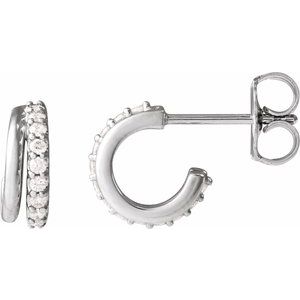 14K White 1/6 CTW Lab-Grown Diamond Hoop Earrings-1.2 Mm-14K White