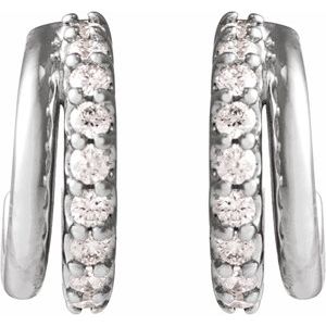 14K White 1/6 CTW Lab-Grown Diamond Hoop Earrings-1.2 Mm-14K White