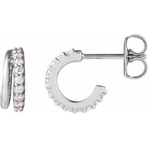 14K White 1/6 CTW Lab-Grown Diamond Hoop Earrings-1.2 Mm-14K White