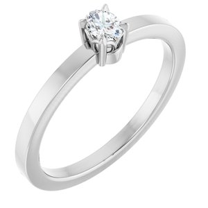 14K White 1/6 CT Natural Diamond Ring-Oval-4 X 3 Mm