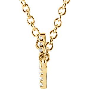 14K Yellow 1/10 CTW Natural Diamond Sideways Cross 16-18" Necklace-Natural Diamond-19.5 X 10.8 Mm