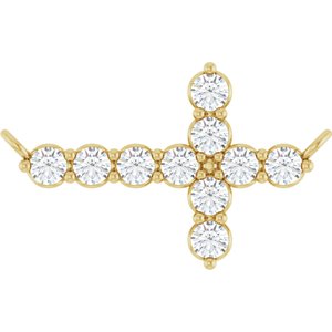 14K Yellow 1/3 CTW Lab-Grown Diamond Sideways Cross Necklace Center-Lab-Grown Diamond-2Mm :: 1/3 Ctw