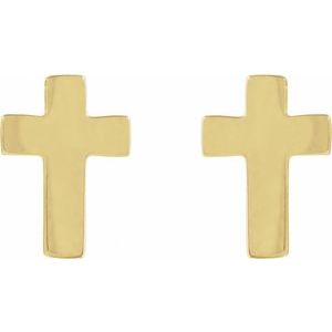 14K Yellow 7x5 mm Cross Earrings-Press Fit Back Included-Polished