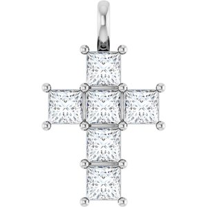 14K White 1 1/2 CTW Lab-Grown Diamond Pendant-Lab-Grown Diamond-3.5 X 3.5 Mm