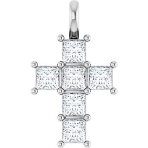 14K White 1 CTW Lab-Grown Diamond Pendant-Lab-Grown Diamond-3 X 3 Mm