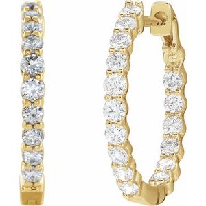 14K Yellow 1 CTW Lab-Grown Diamond Inside-Outside Hinged 19.3 mm Hoop Earrings-Round-19.3 Mm