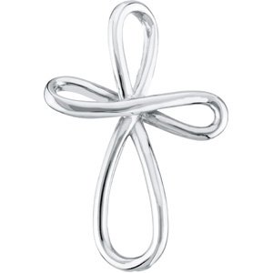 14K White Infinity-Inspired Cross Pendant-Polished