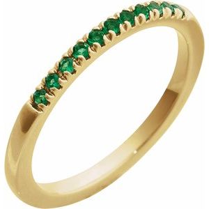 14K Yellow Natural Emerald Stackable Ring-Round-1.5 Mm