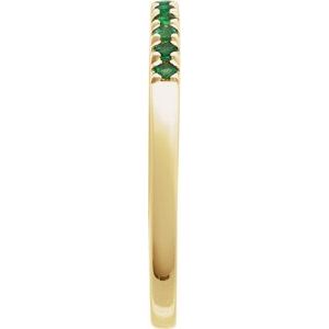 14K Yellow Natural Emerald Stackable Ring-Round-1.5 Mm