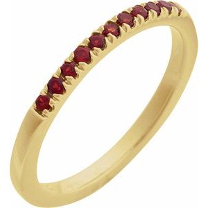 14K Yellow Natural Mozambique Garnet Stackable Ring-Round-1.5 Mm
