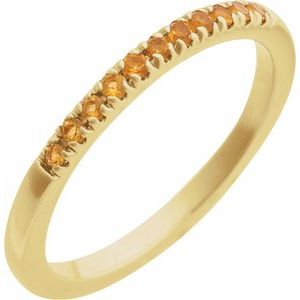 14K Yellow Natural Citrine Stackable Ring-Round-1.5 Mm
