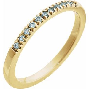 14K Yellow Natural Aquamarine Stackable Ring-Round-1.5 Mm